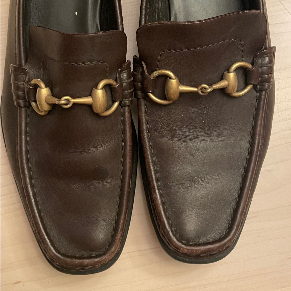 Gucci Brown Leather Horsebit Loafers with Gold Hardware - Picture 3 of 10